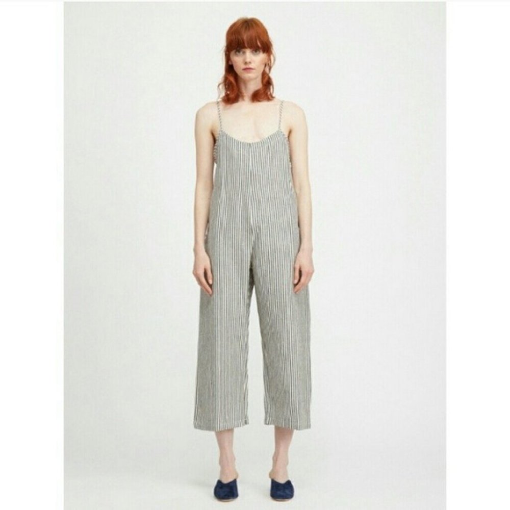 Ali Golden Linen wide leg jumpsuit overalls - Picture 1 of 13